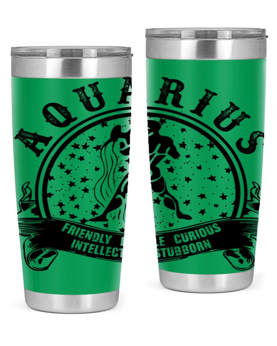 Aquarius 42# zodiac tumbler featuring a sleek stainless steel design with a vibrant zodiac print, perfect for hot and cold beverages.