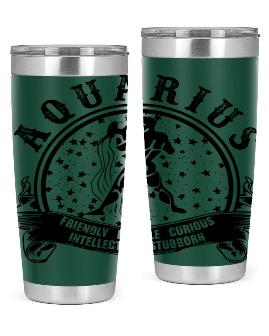 Aquarius 42# zodiac tumbler featuring a sleek stainless steel design with a vibrant zodiac print, perfect for hot and cold beverages.