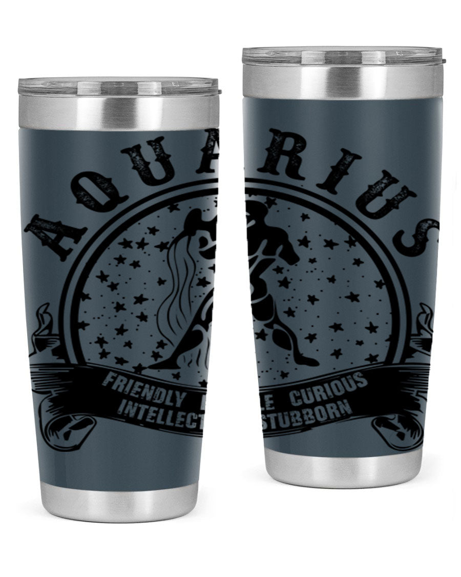 Aquarius 42# zodiac tumbler featuring a sleek stainless steel design with a vibrant zodiac print, perfect for hot and cold beverages.