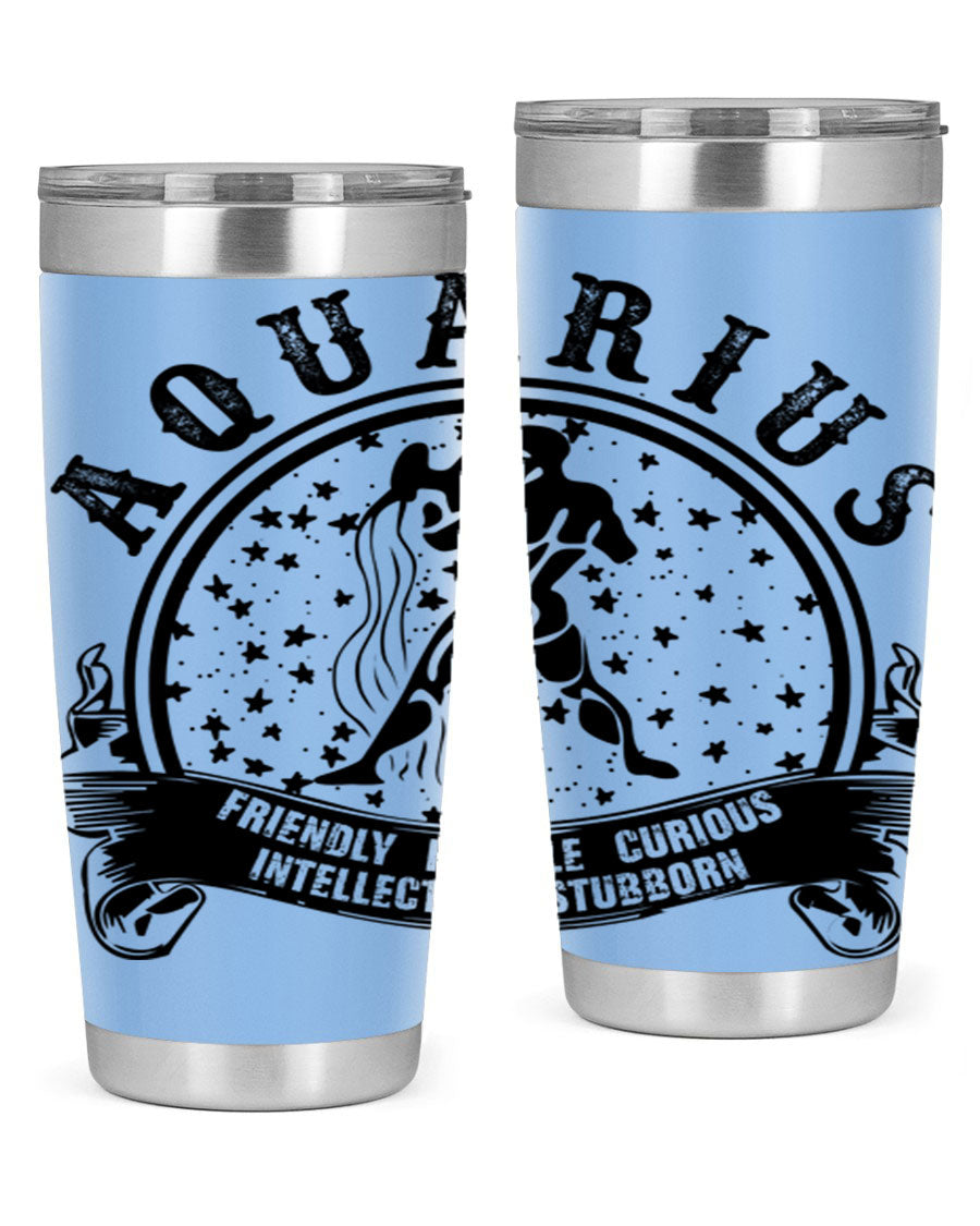 Aquarius 42# zodiac tumbler featuring a sleek stainless steel design with a vibrant zodiac print, perfect for hot and cold beverages.