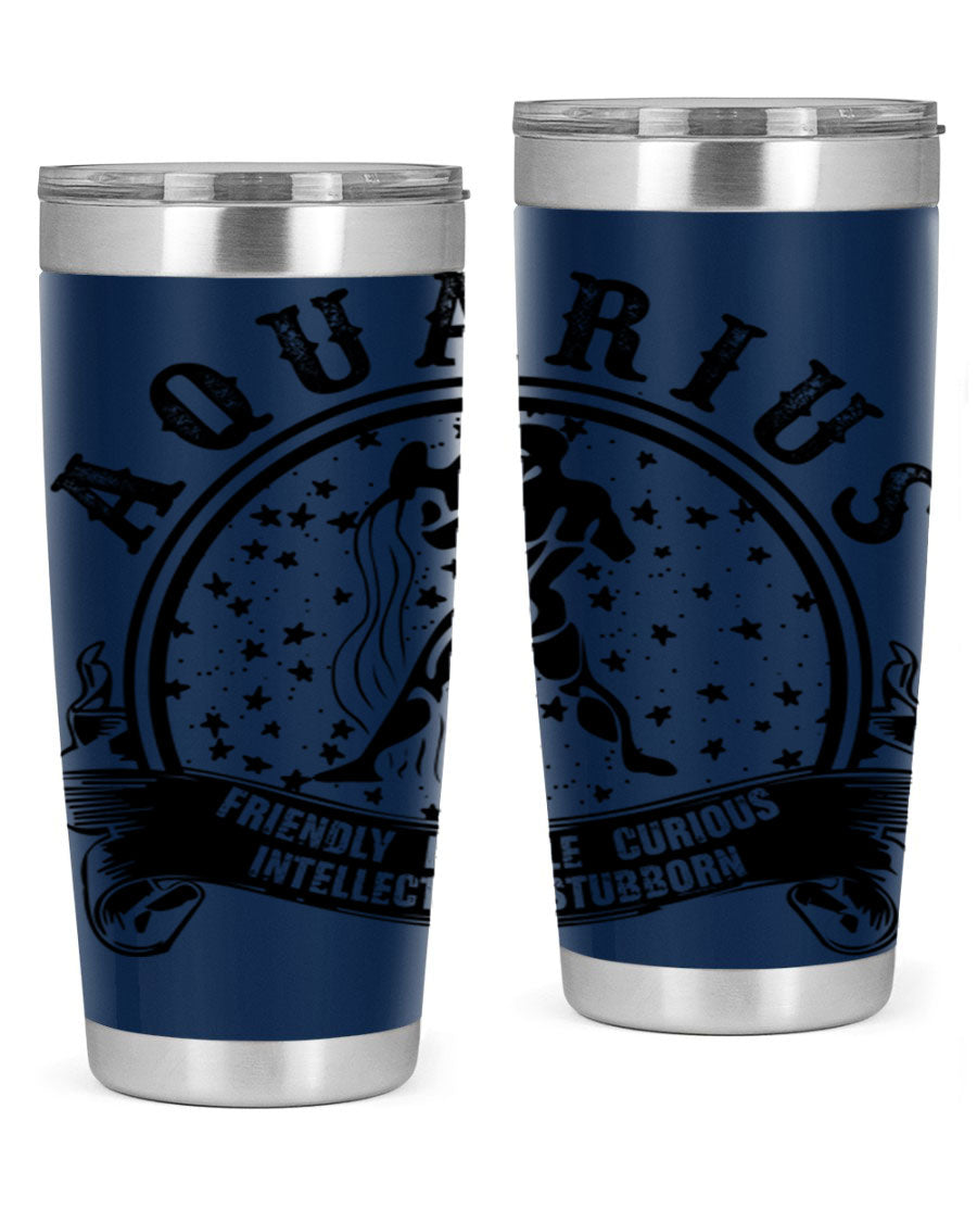 Aquarius 42# zodiac tumbler featuring a sleek stainless steel design with a vibrant zodiac print, perfect for hot and cold beverages.