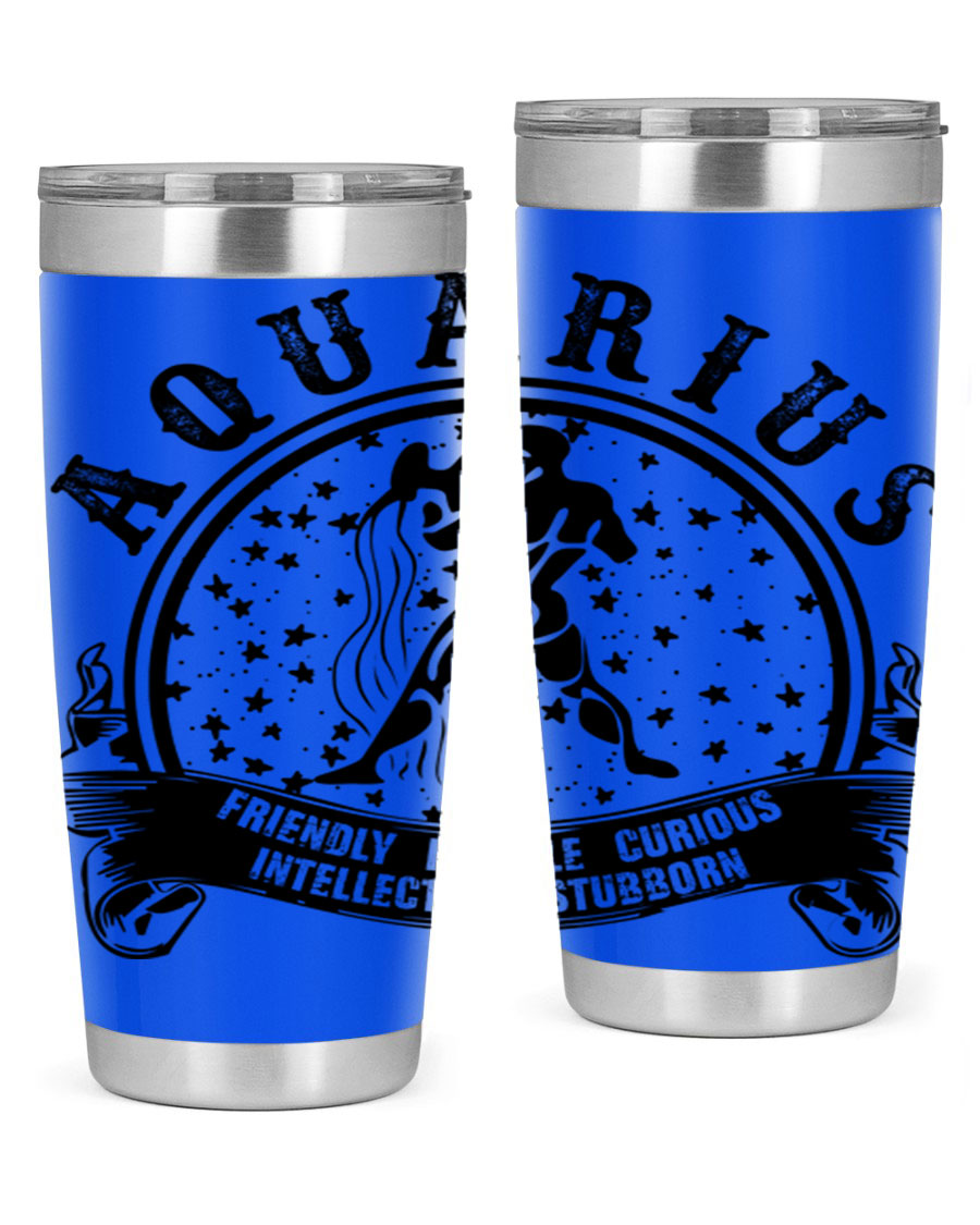 Aquarius 42# zodiac tumbler featuring a sleek stainless steel design with a vibrant zodiac print, perfect for hot and cold beverages.