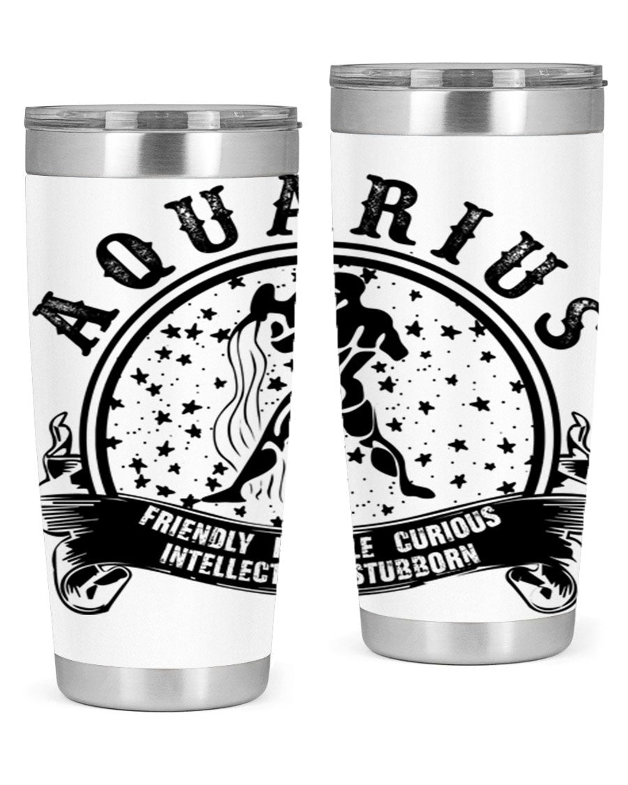 Aquarius 42# zodiac tumbler featuring a sleek stainless steel design with a vibrant zodiac print, perfect for hot and cold beverages.