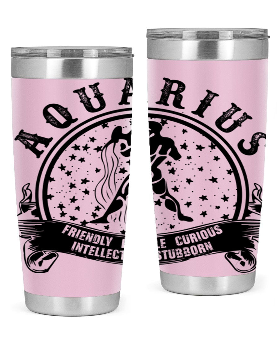 Aquarius 42# zodiac tumbler featuring a sleek stainless steel design with a vibrant zodiac print, perfect for hot and cold beverages.