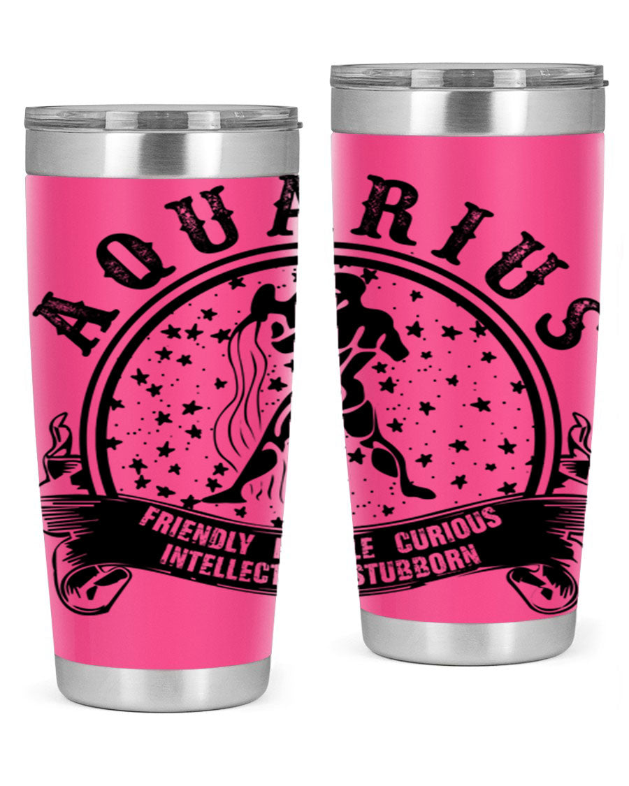 Aquarius 42# zodiac tumbler featuring a sleek stainless steel design with a vibrant zodiac print, perfect for hot and cold beverages.