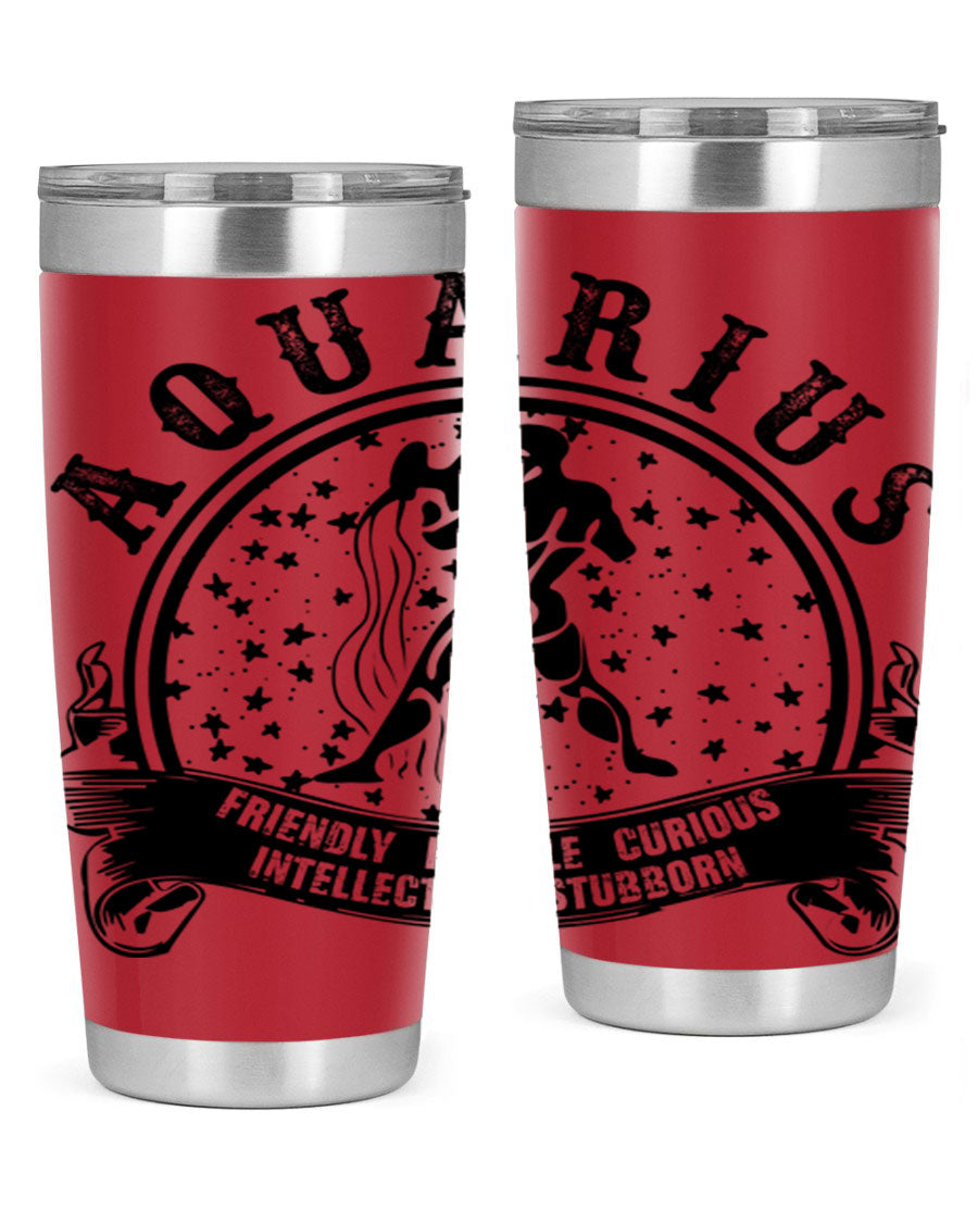 Aquarius 42# zodiac tumbler featuring a sleek stainless steel design with a vibrant zodiac print, perfect for hot and cold beverages.