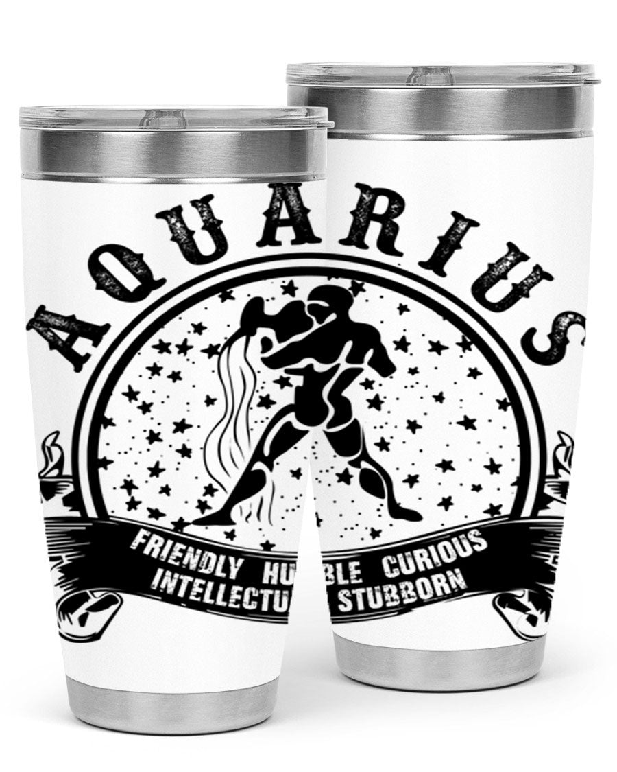 Aquarius 42# zodiac tumbler featuring a sleek stainless steel design with a vibrant zodiac print, perfect for hot and cold beverages.