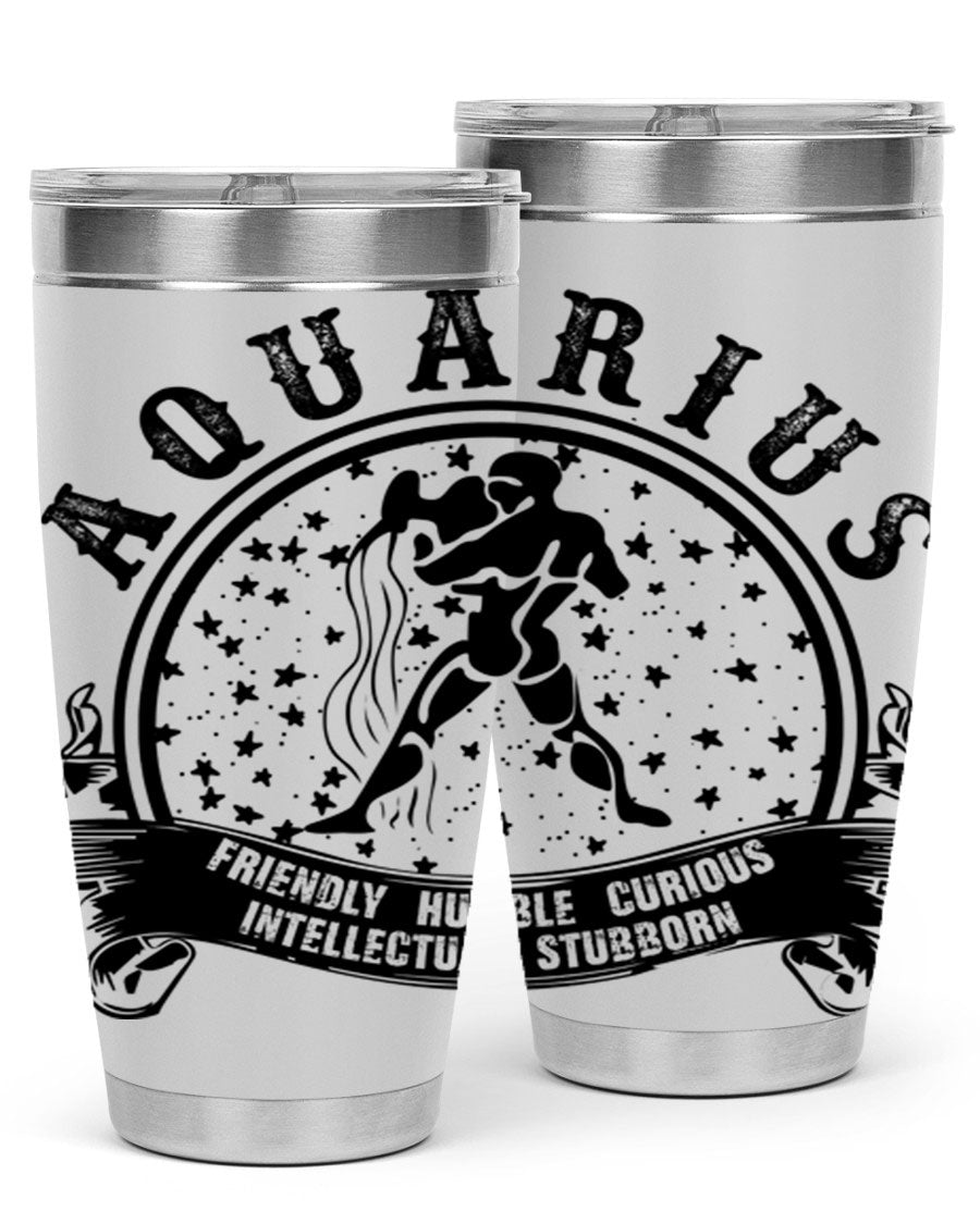 Aquarius 42# zodiac tumbler featuring a sleek stainless steel design with a vibrant zodiac print, perfect for hot and cold beverages.