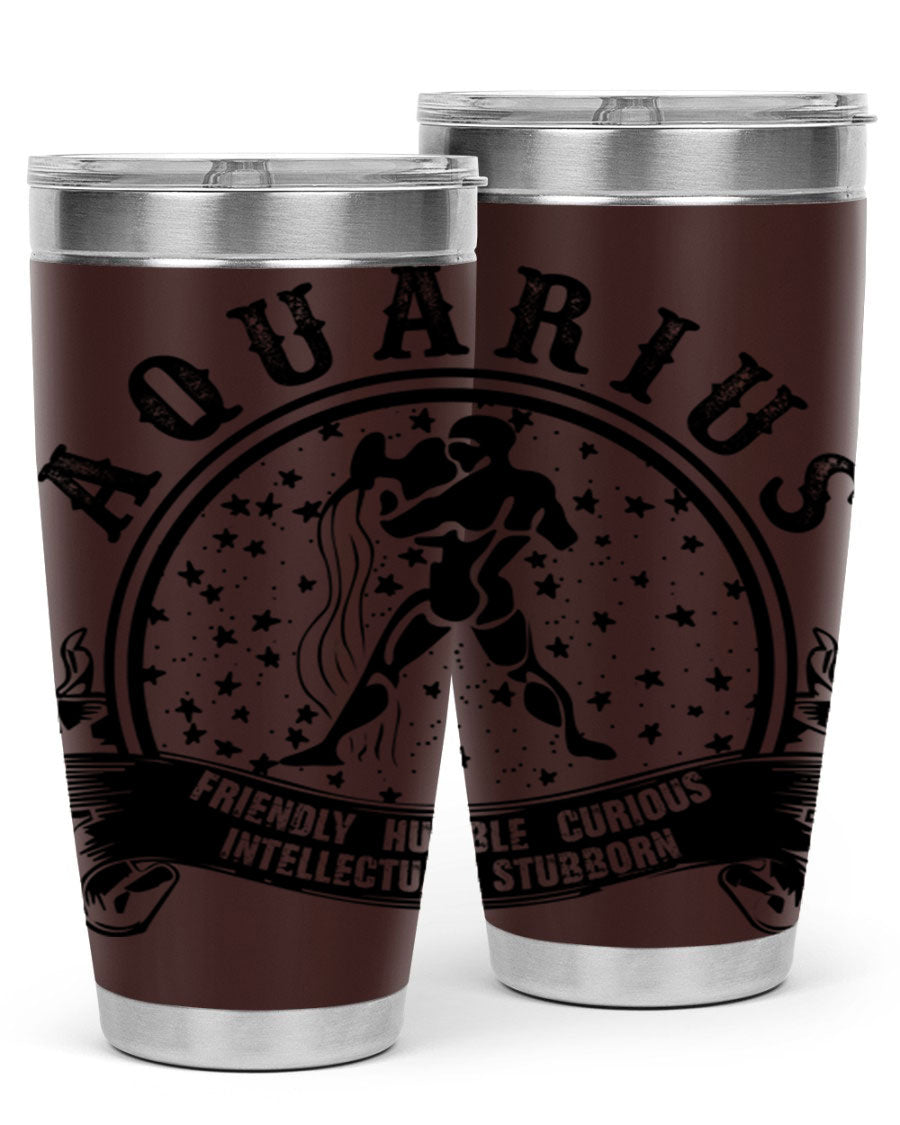 Aquarius 42# zodiac tumbler featuring a sleek stainless steel design with a vibrant zodiac print, perfect for hot and cold beverages.