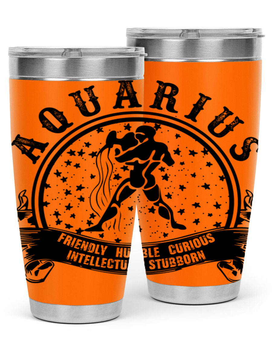 Aquarius 42# zodiac tumbler featuring a sleek stainless steel design with a vibrant zodiac print, perfect for hot and cold beverages.