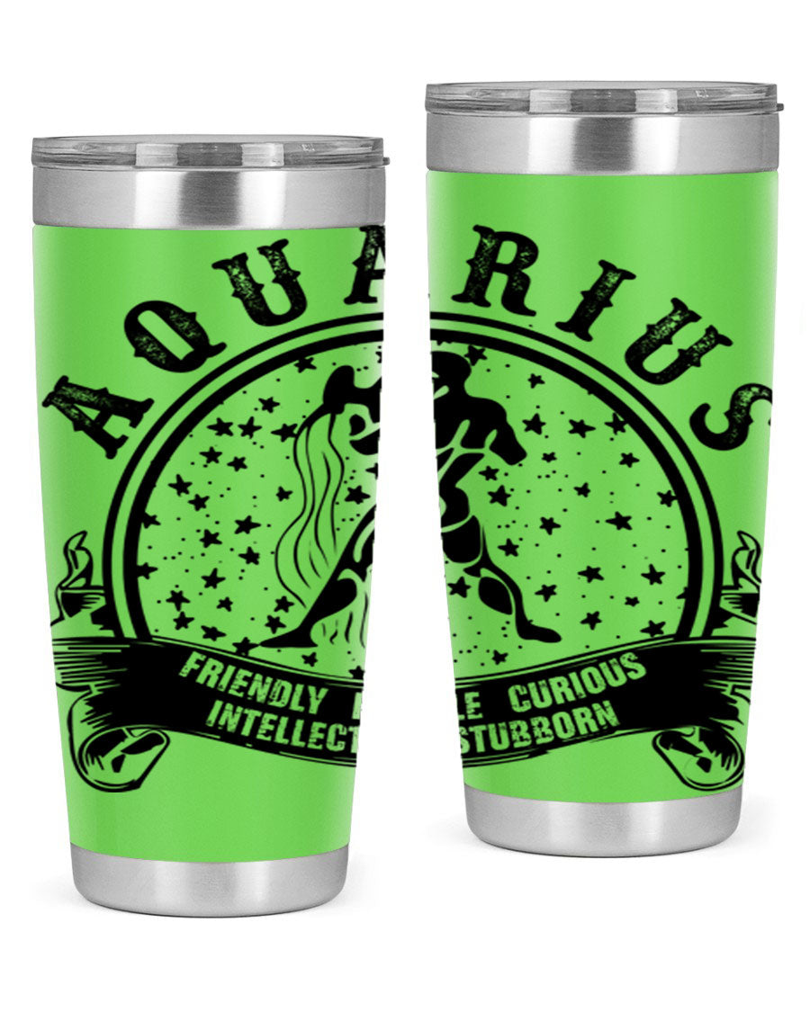 Aquarius 42# zodiac tumbler featuring a sleek stainless steel design with a vibrant zodiac print, perfect for hot and cold beverages.