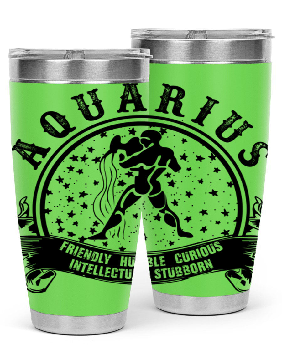 Aquarius 42# zodiac tumbler featuring a sleek stainless steel design with a vibrant zodiac print, perfect for hot and cold beverages.