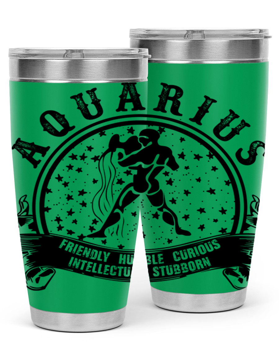 Aquarius 42# zodiac tumbler featuring a sleek stainless steel design with a vibrant zodiac print, perfect for hot and cold beverages.