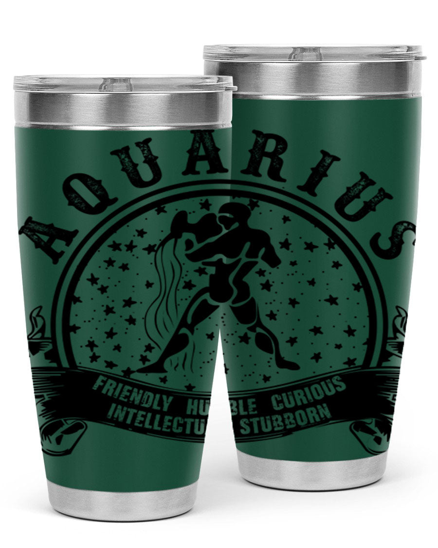 Aquarius 42# zodiac tumbler featuring a sleek stainless steel design with a vibrant zodiac print, perfect for hot and cold beverages.