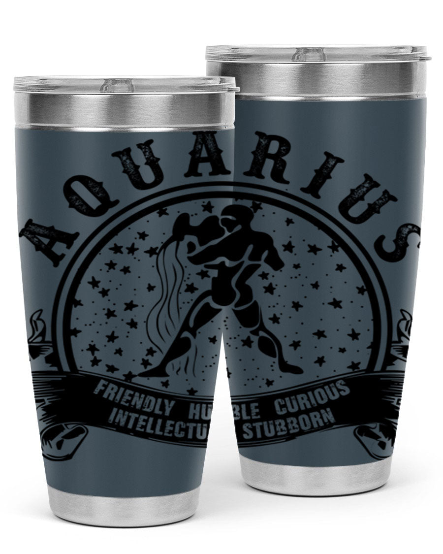 Aquarius 42# zodiac tumbler featuring a sleek stainless steel design with a vibrant zodiac print, perfect for hot and cold beverages.