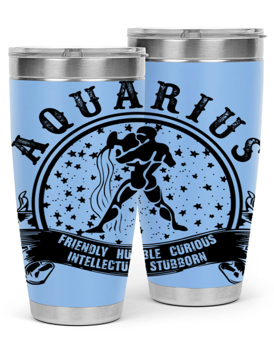 Aquarius 42# zodiac tumbler featuring a sleek stainless steel design with a vibrant zodiac print, perfect for hot and cold beverages.