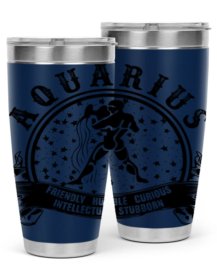 Aquarius 42# zodiac tumbler featuring a sleek stainless steel design with a vibrant zodiac print, perfect for hot and cold beverages.