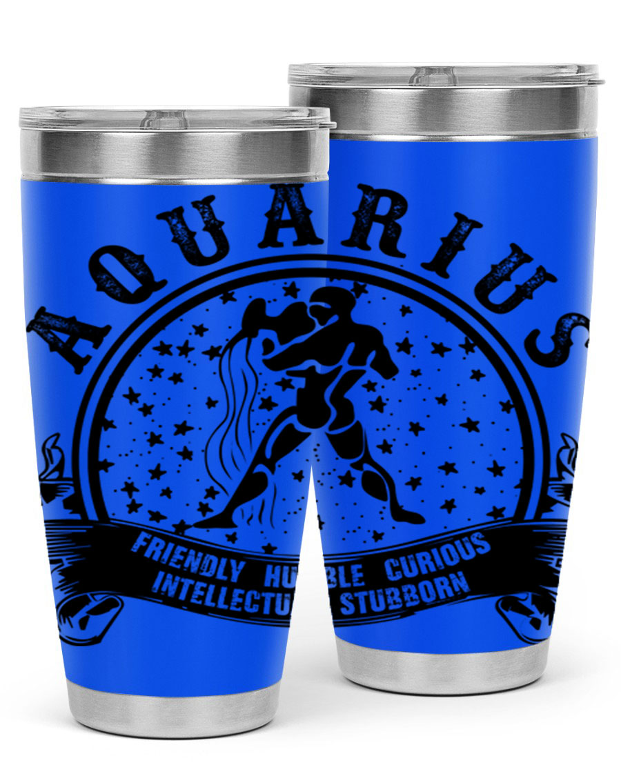 Aquarius 42# zodiac tumbler featuring a sleek stainless steel design with a vibrant zodiac print, perfect for hot and cold beverages.