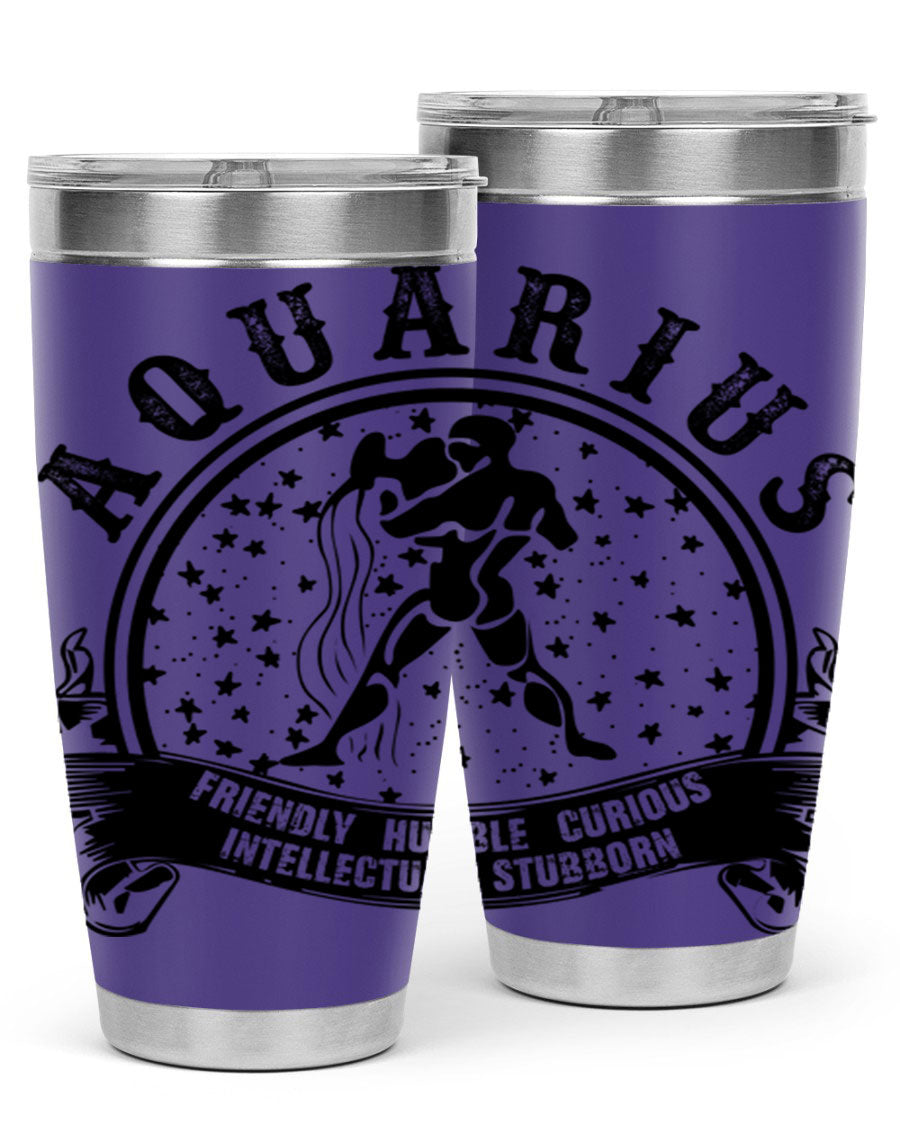 Aquarius 42# zodiac tumbler featuring a sleek stainless steel design with a vibrant zodiac print, perfect for hot and cold beverages.