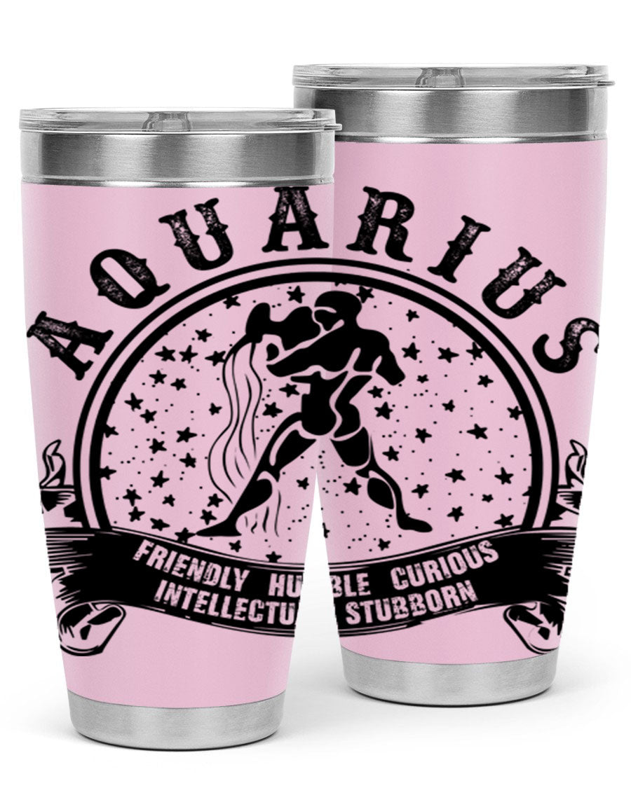 Aquarius 42# zodiac tumbler featuring a sleek stainless steel design with a vibrant zodiac print, perfect for hot and cold beverages.