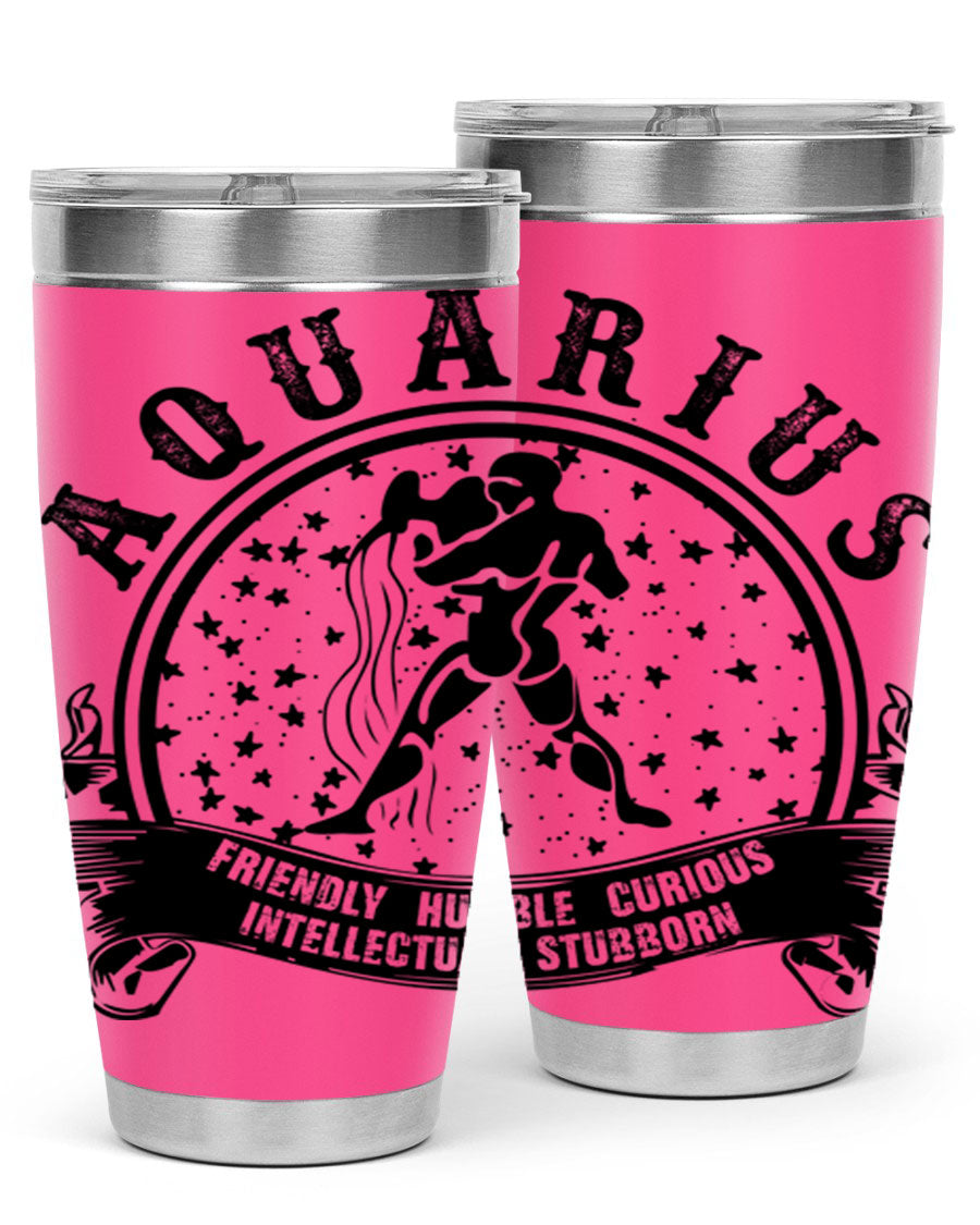Aquarius 42# zodiac tumbler featuring a sleek stainless steel design with a vibrant zodiac print, perfect for hot and cold beverages.
