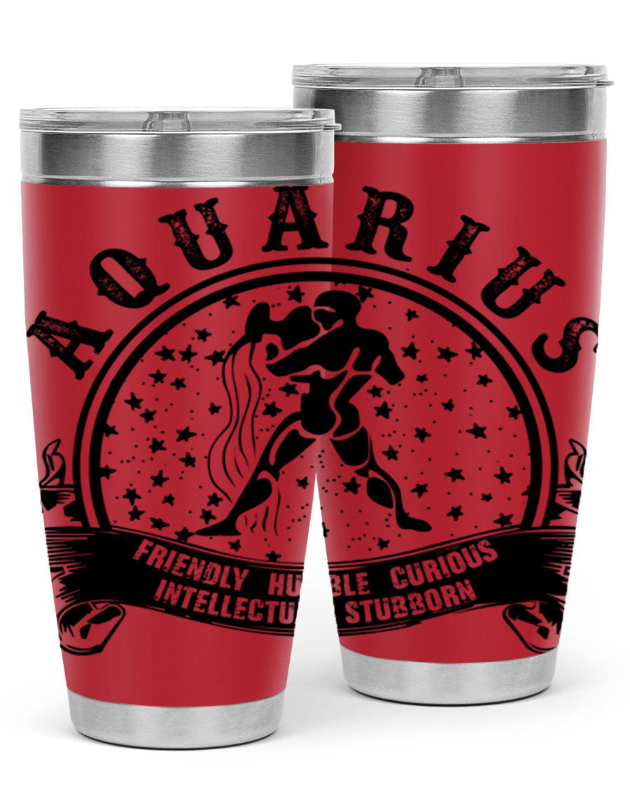 Aquarius 42# zodiac tumbler featuring a sleek stainless steel design with a vibrant zodiac print, perfect for hot and cold beverages.