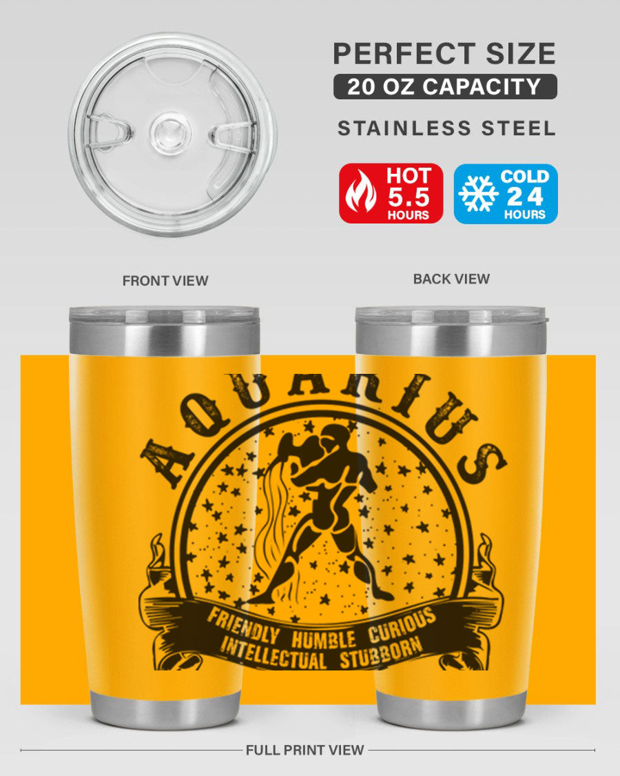 Aquarius 42# zodiac tumbler featuring a sleek stainless steel design with a vibrant zodiac print, perfect for hot and cold beverages.