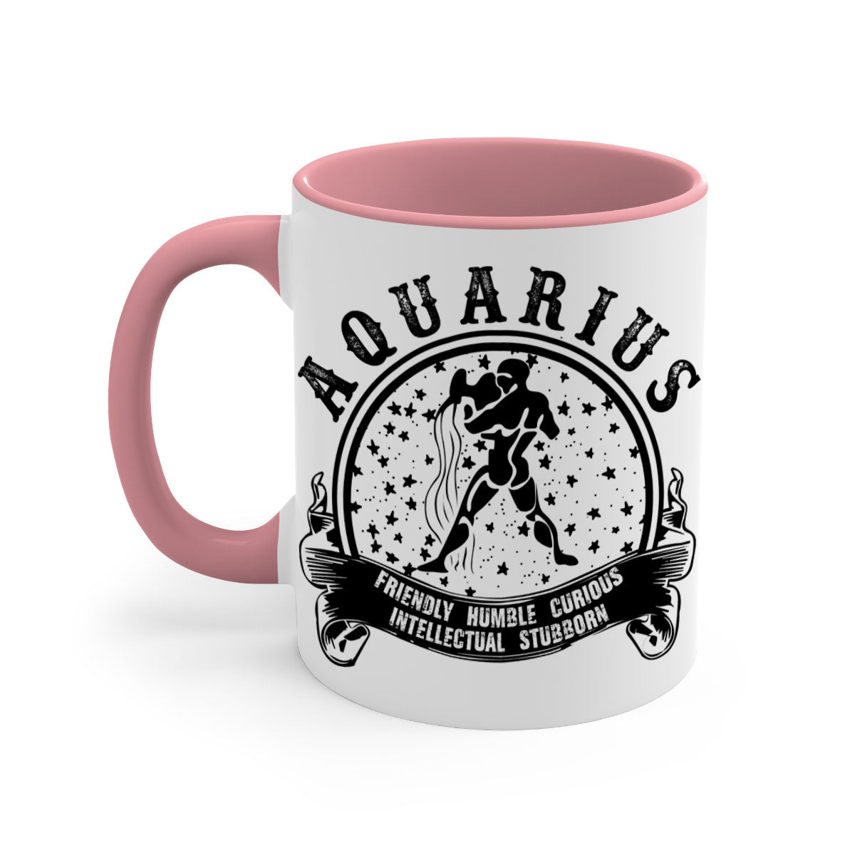Aquarius 42# Mug featuring a glossy finish, colored handle, and interior, available in multiple colors and sizes.