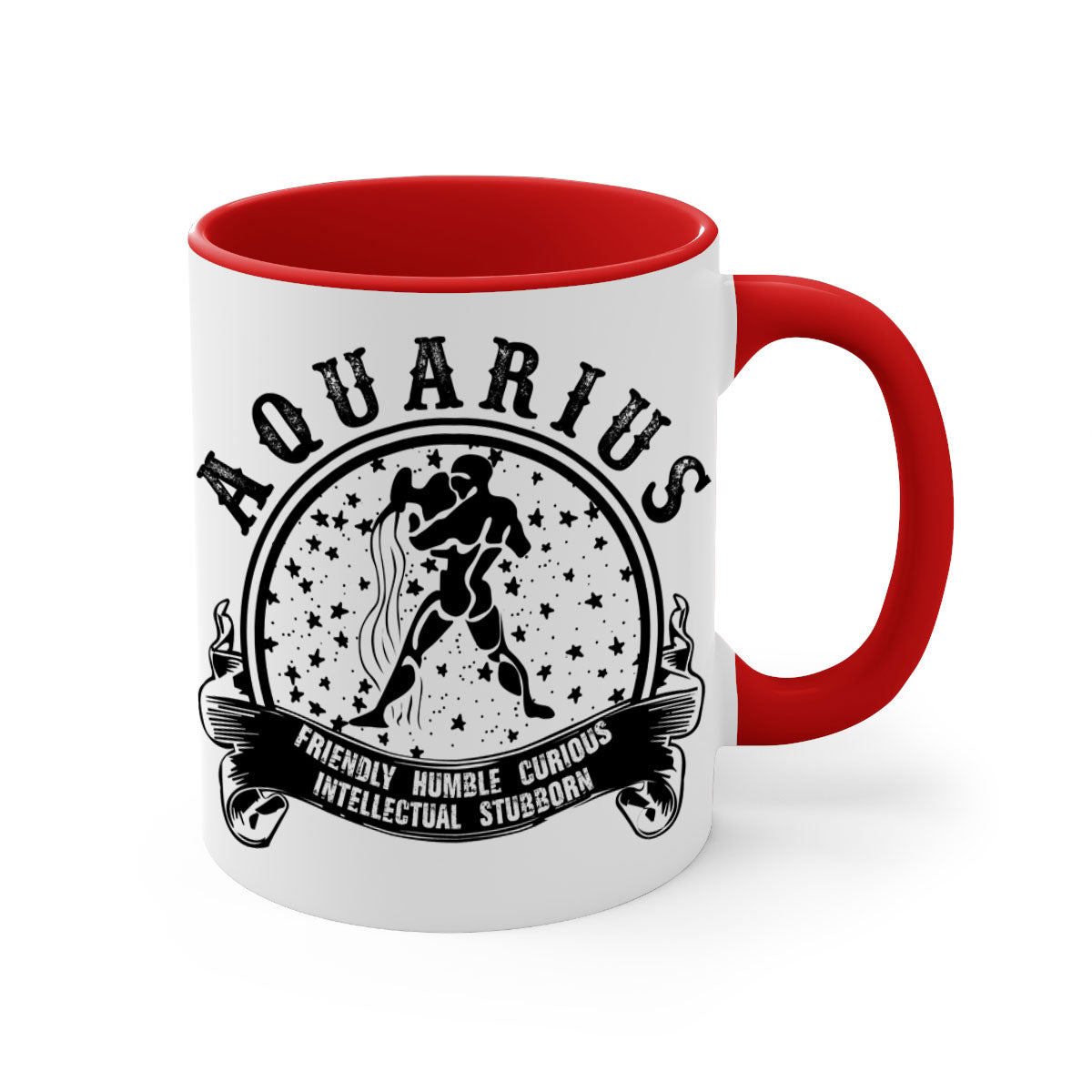 Aquarius 42# Mug featuring a glossy finish, colored handle, and interior, available in multiple colors and sizes.