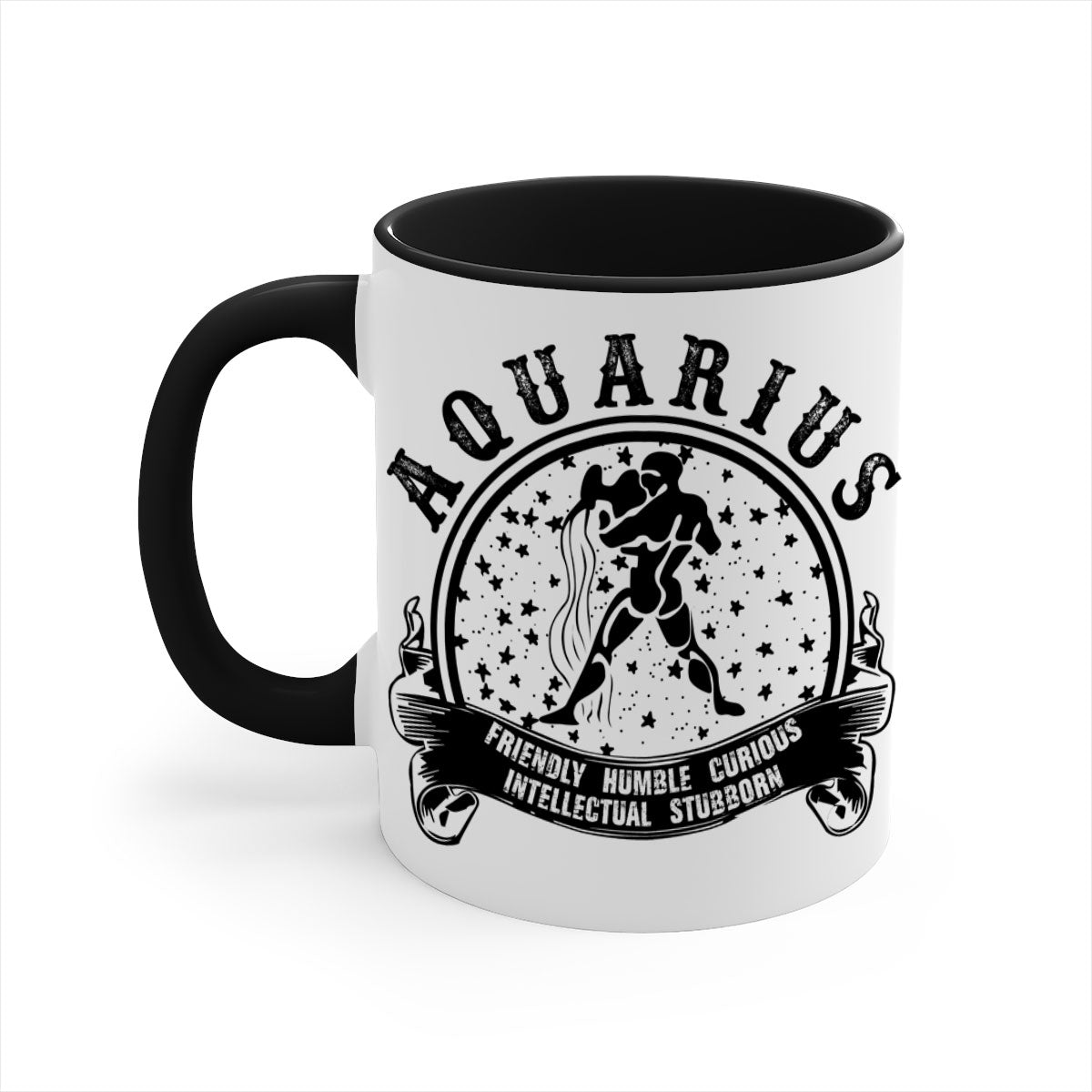 Aquarius 42# Mug featuring a glossy finish, colored handle, and interior, available in multiple colors and sizes.