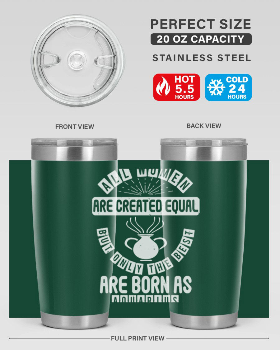 Aquarius 65# Zodiac Tumbler in stainless steel with a sleek design, perfect for hot and cold beverages.