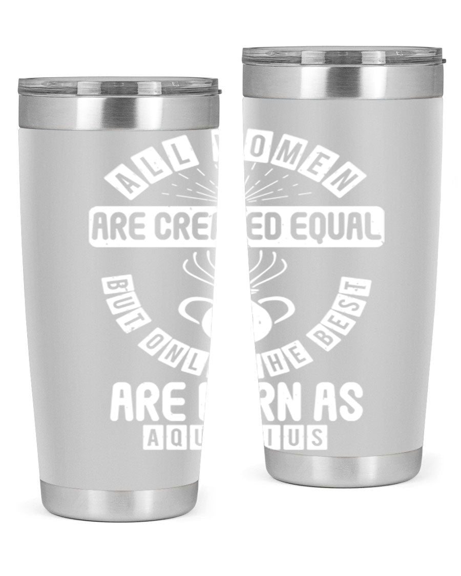Aquarius 65# Zodiac Tumbler in stainless steel with a sleek design, perfect for hot and cold beverages.
