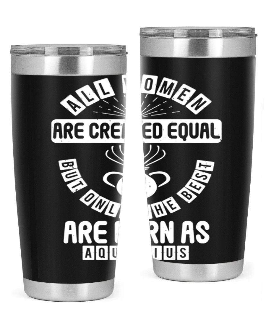 Aquarius 65# Zodiac Tumbler in stainless steel with a sleek design, perfect for hot and cold beverages.