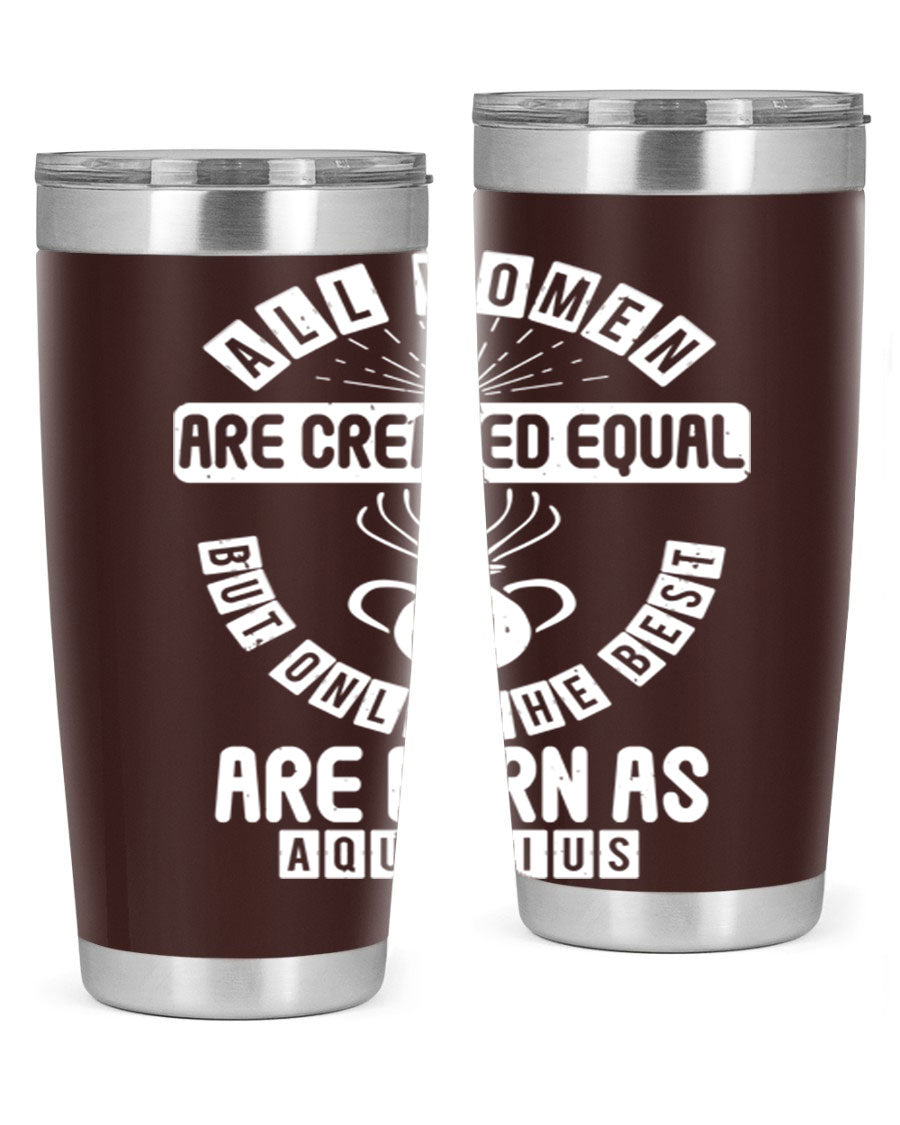 Aquarius 65# Zodiac Tumbler in stainless steel with a sleek design, perfect for hot and cold beverages.