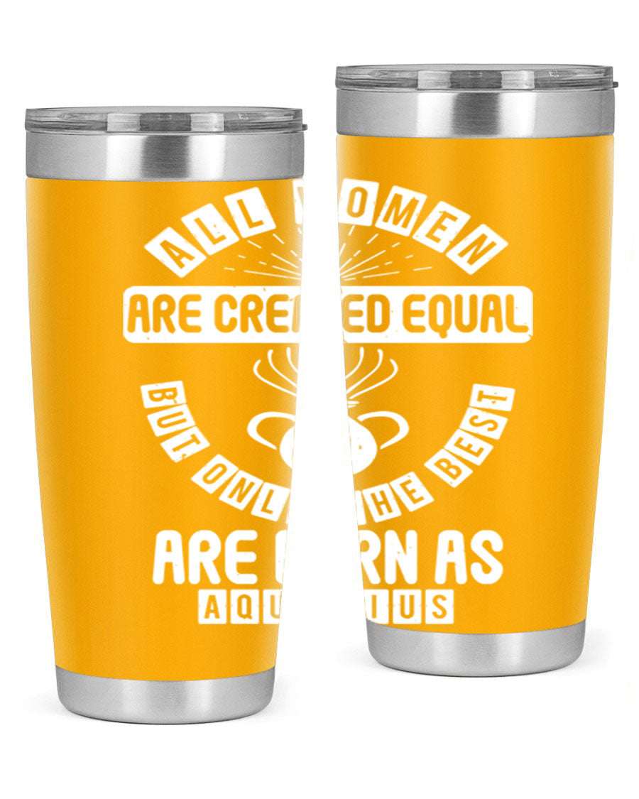 Aquarius 65# Zodiac Tumbler in stainless steel with a sleek design, perfect for hot and cold beverages.