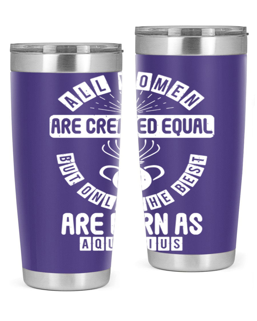 Aquarius 65# Zodiac Tumbler in stainless steel with a sleek design, perfect for hot and cold beverages.
