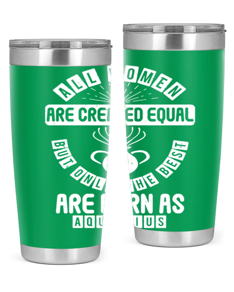 Aquarius 65# Zodiac Tumbler in stainless steel with a sleek design, perfect for hot and cold beverages.