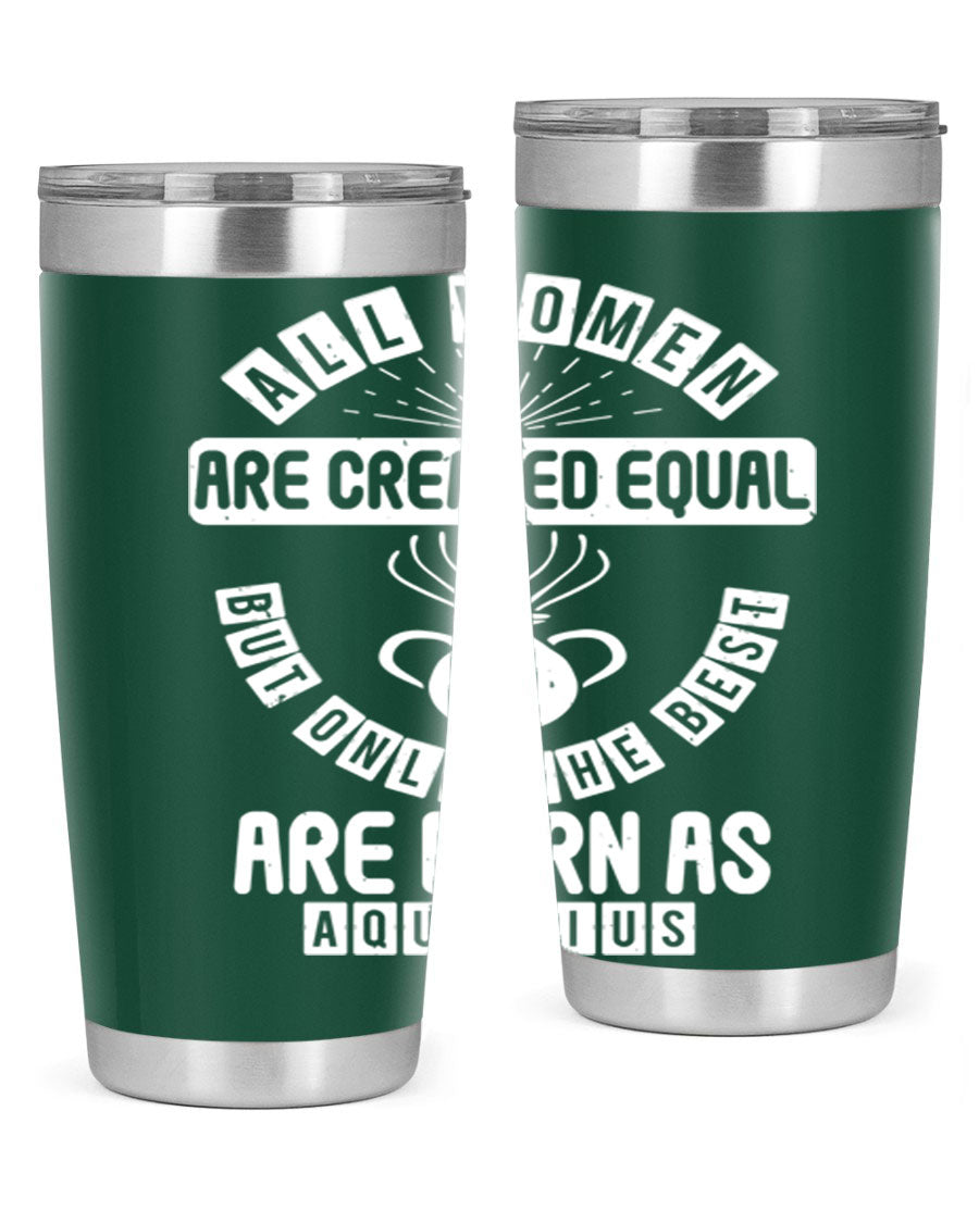 Aquarius 65# Zodiac Tumbler in stainless steel with a sleek design, perfect for hot and cold beverages.