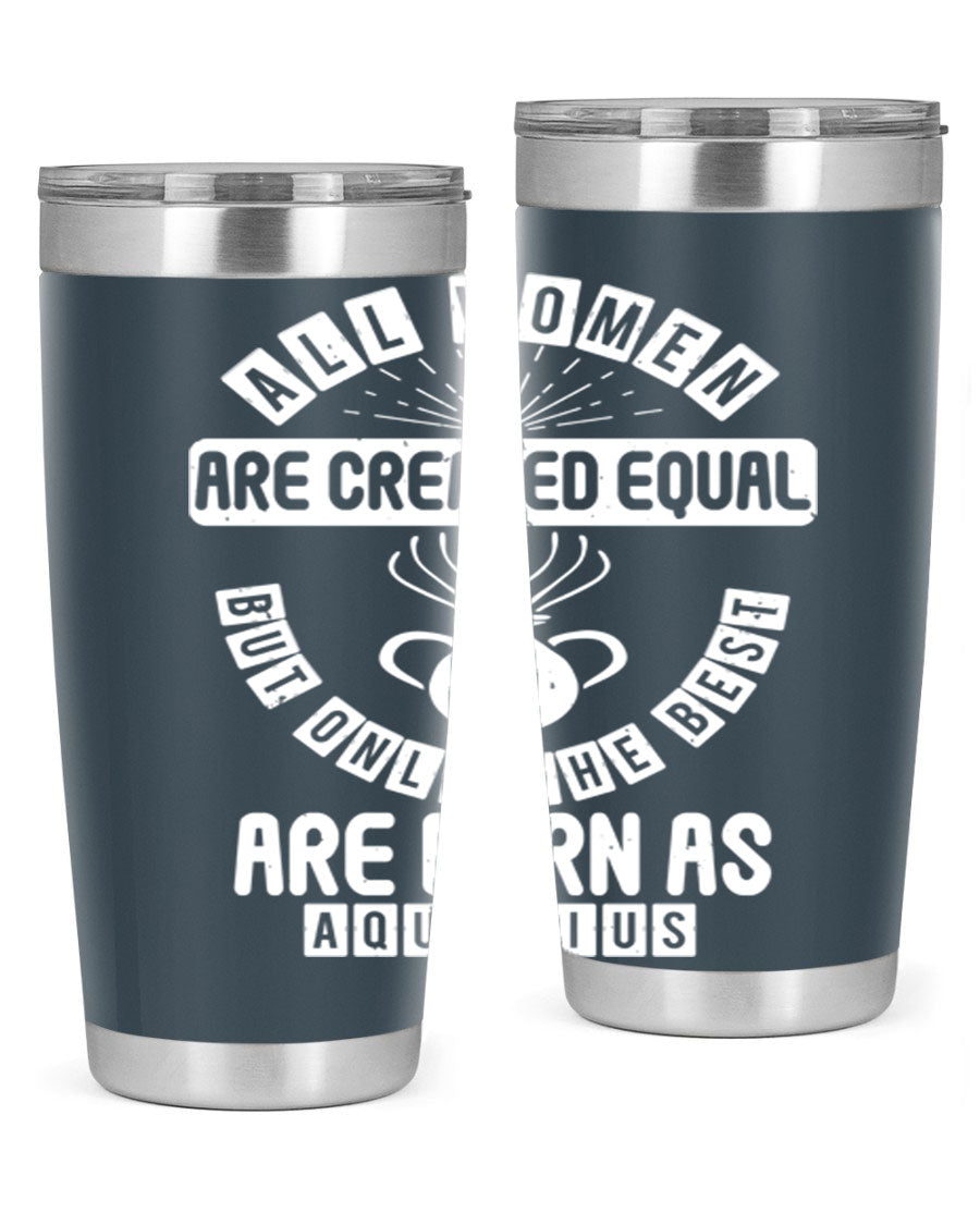 Aquarius 65# Zodiac Tumbler in stainless steel with a sleek design, perfect for hot and cold beverages.