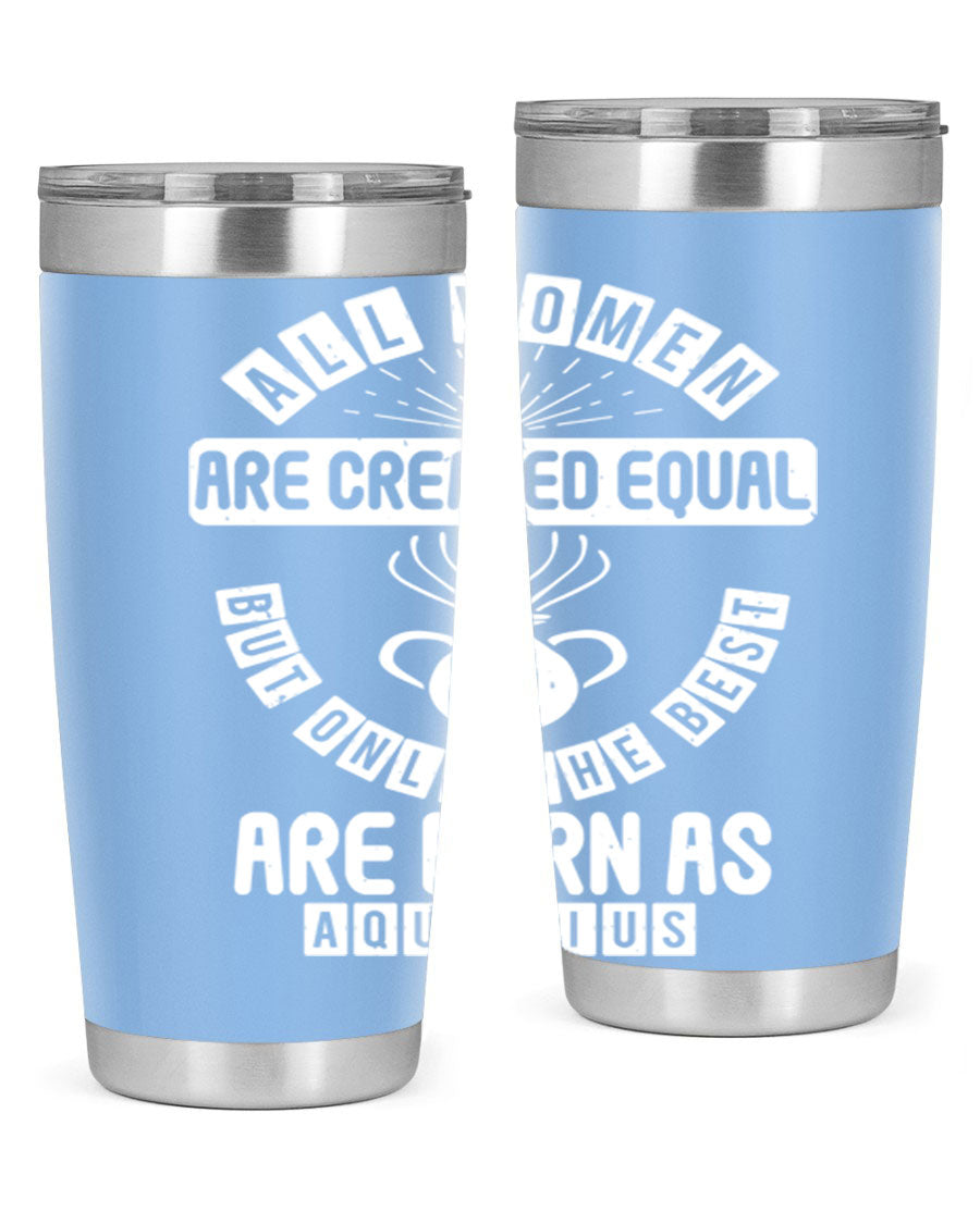 Aquarius 65# Zodiac Tumbler in stainless steel with a sleek design, perfect for hot and cold beverages.