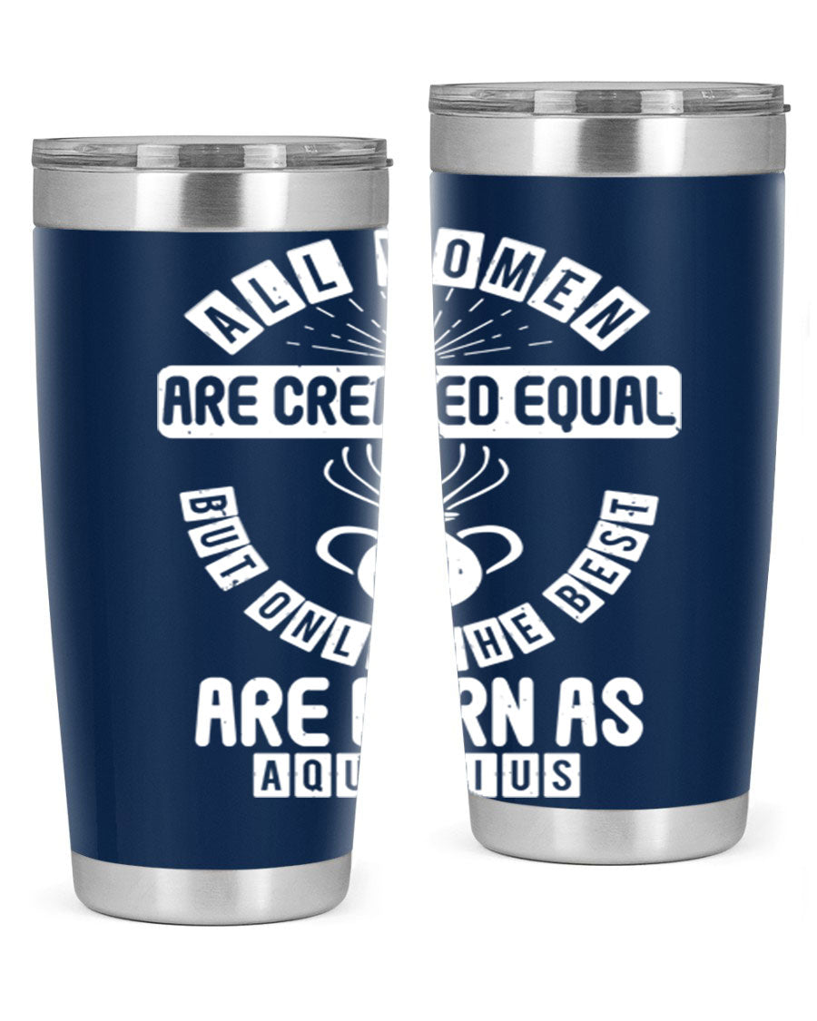 Aquarius 65# Zodiac Tumbler in stainless steel with a sleek design, perfect for hot and cold beverages.
