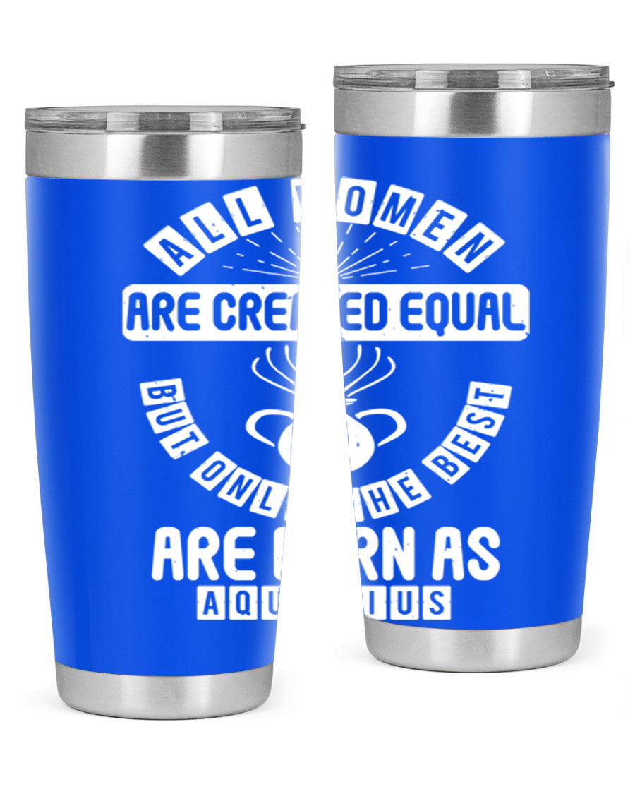 Aquarius 65# Zodiac Tumbler in stainless steel with a sleek design, perfect for hot and cold beverages.