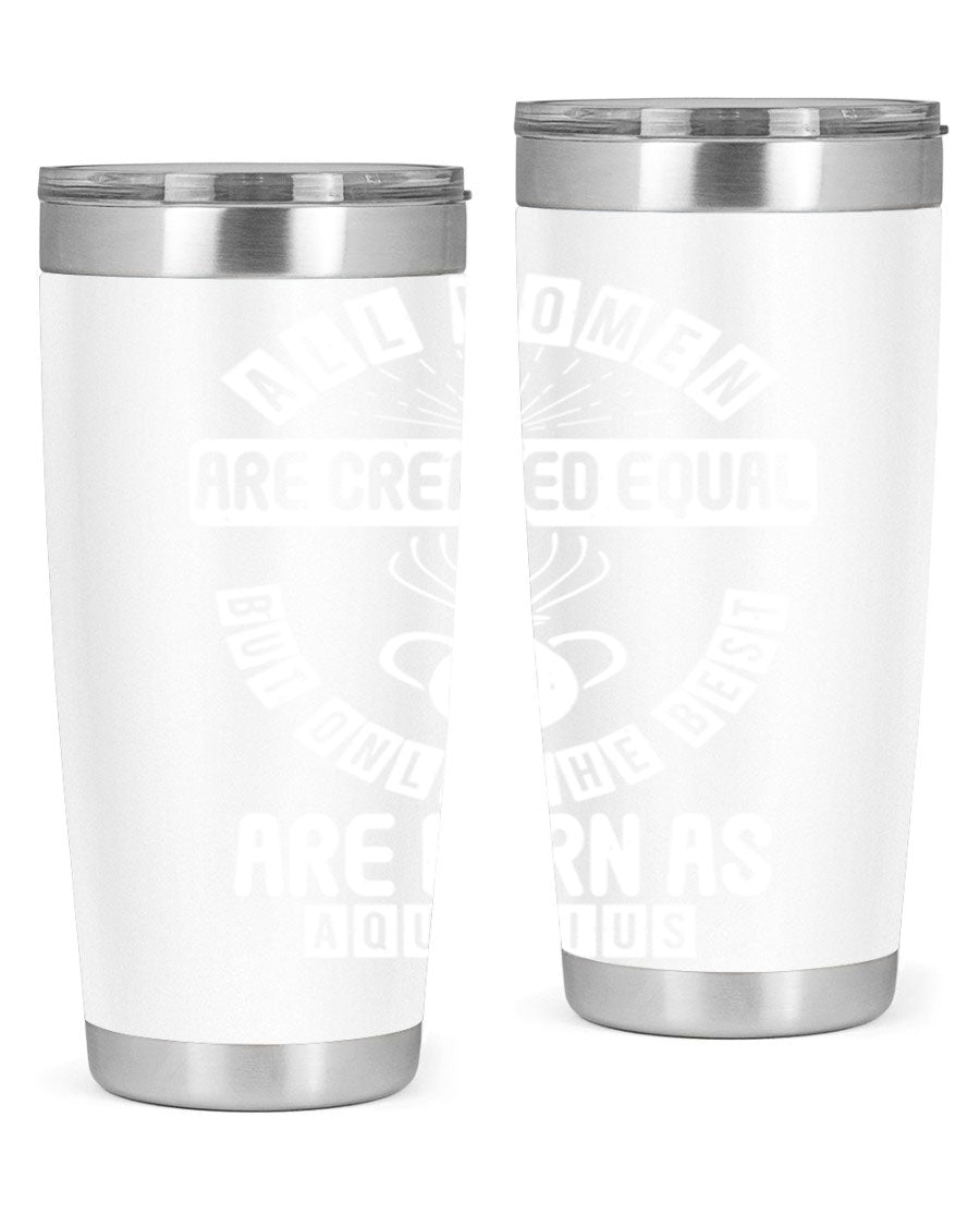 Aquarius 65# Zodiac Tumbler in stainless steel with a sleek design, perfect for hot and cold beverages.