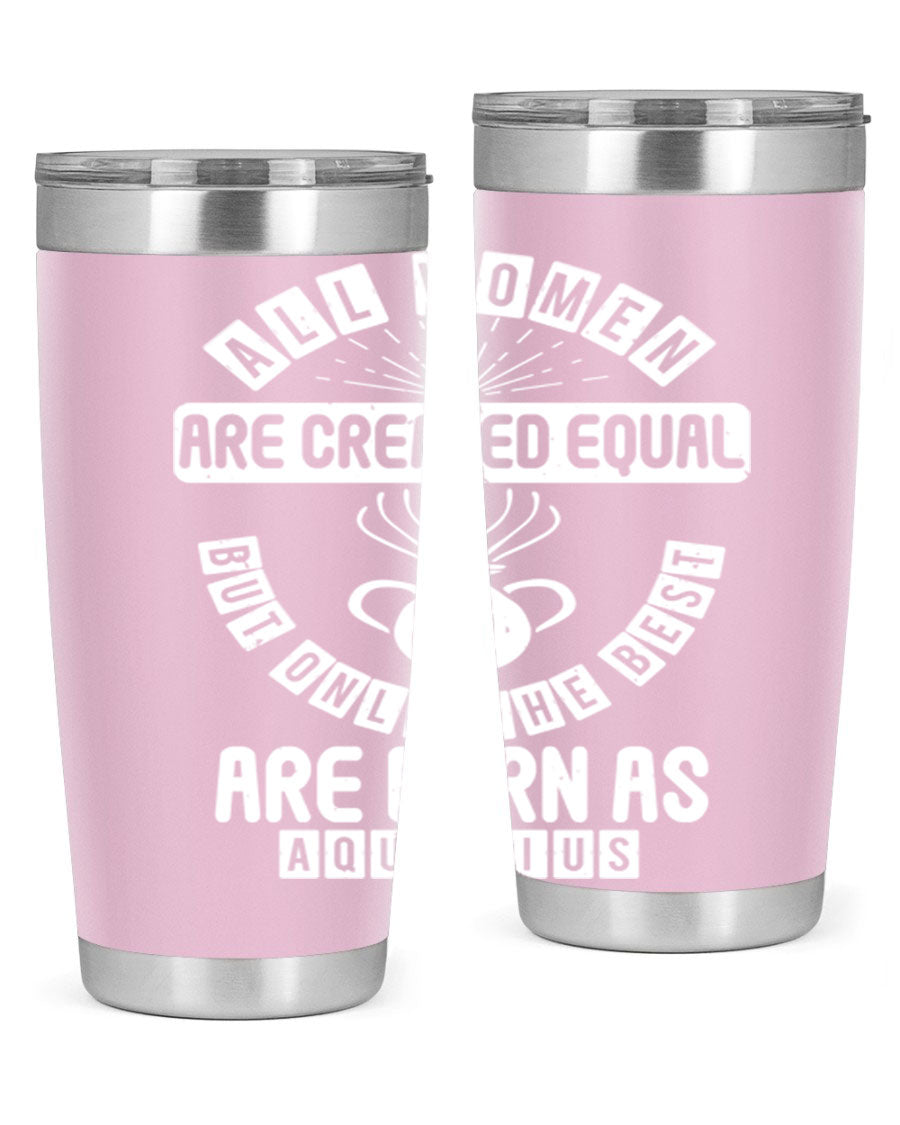 Aquarius 65# Zodiac Tumbler in stainless steel with a sleek design, perfect for hot and cold beverages.