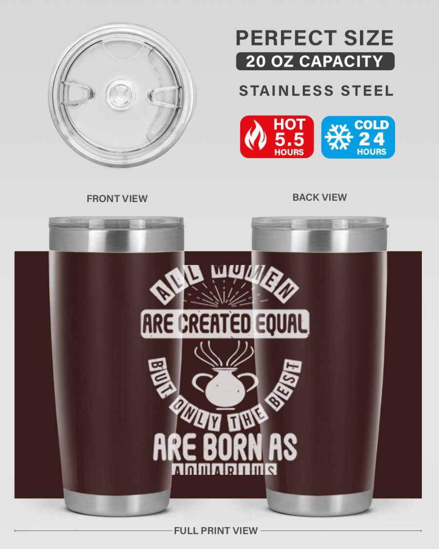 Aquarius 65# Zodiac Tumbler in stainless steel with a sleek design, perfect for hot and cold beverages.