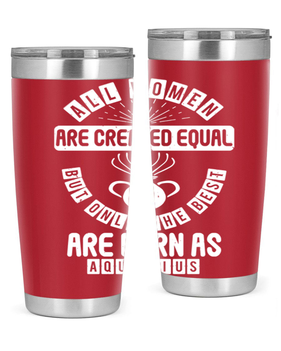 Aquarius 65# Zodiac Tumbler in stainless steel with a sleek design, perfect for hot and cold beverages.