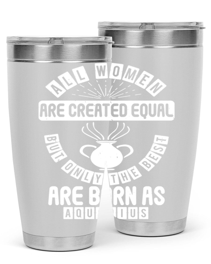Aquarius 65# Zodiac Tumbler in stainless steel with a sleek design, perfect for hot and cold beverages.