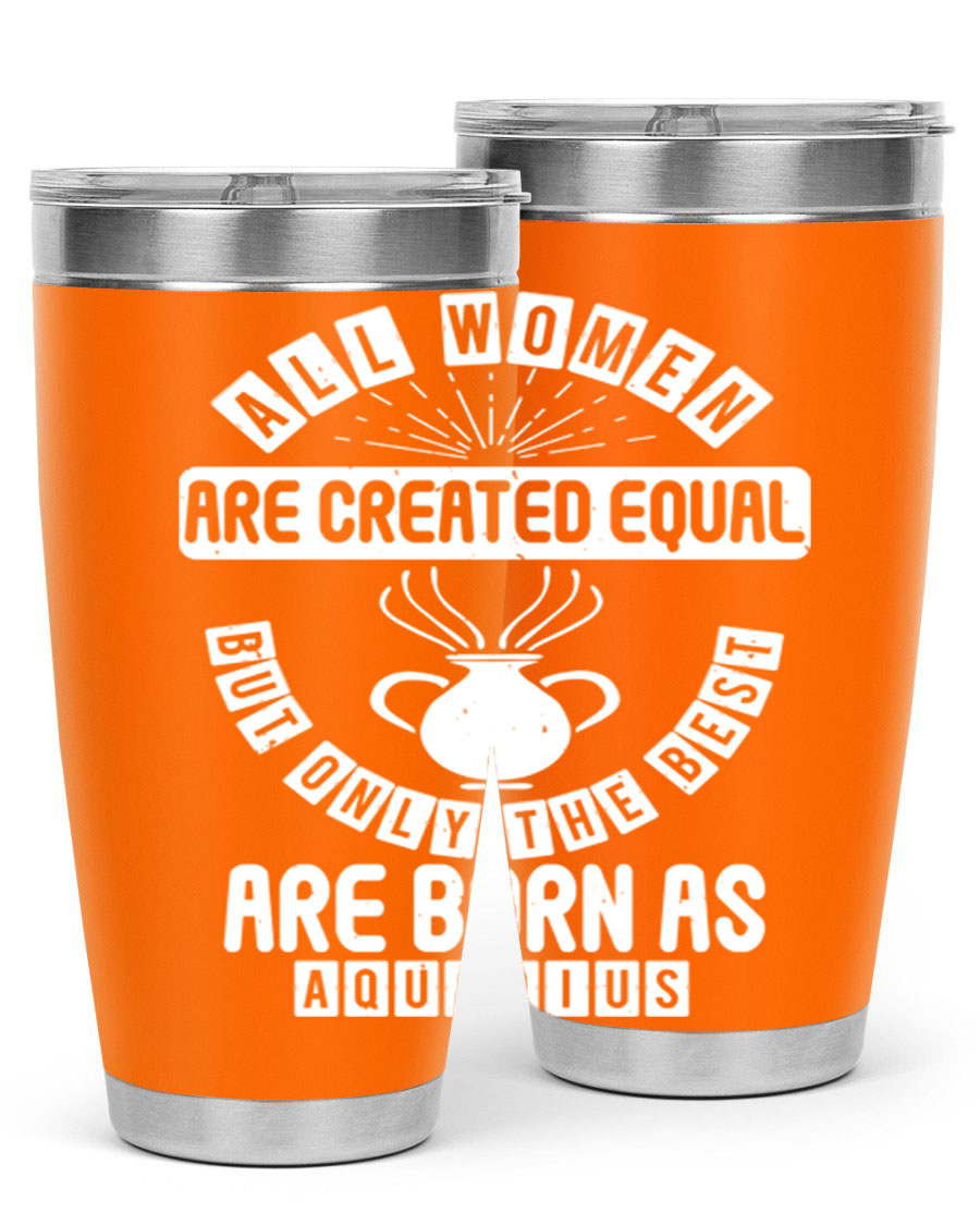 Aquarius 65# Zodiac Tumbler in stainless steel with a sleek design, perfect for hot and cold beverages.