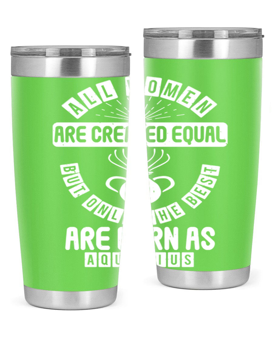 Aquarius 65# Zodiac Tumbler in stainless steel with a sleek design, perfect for hot and cold beverages.