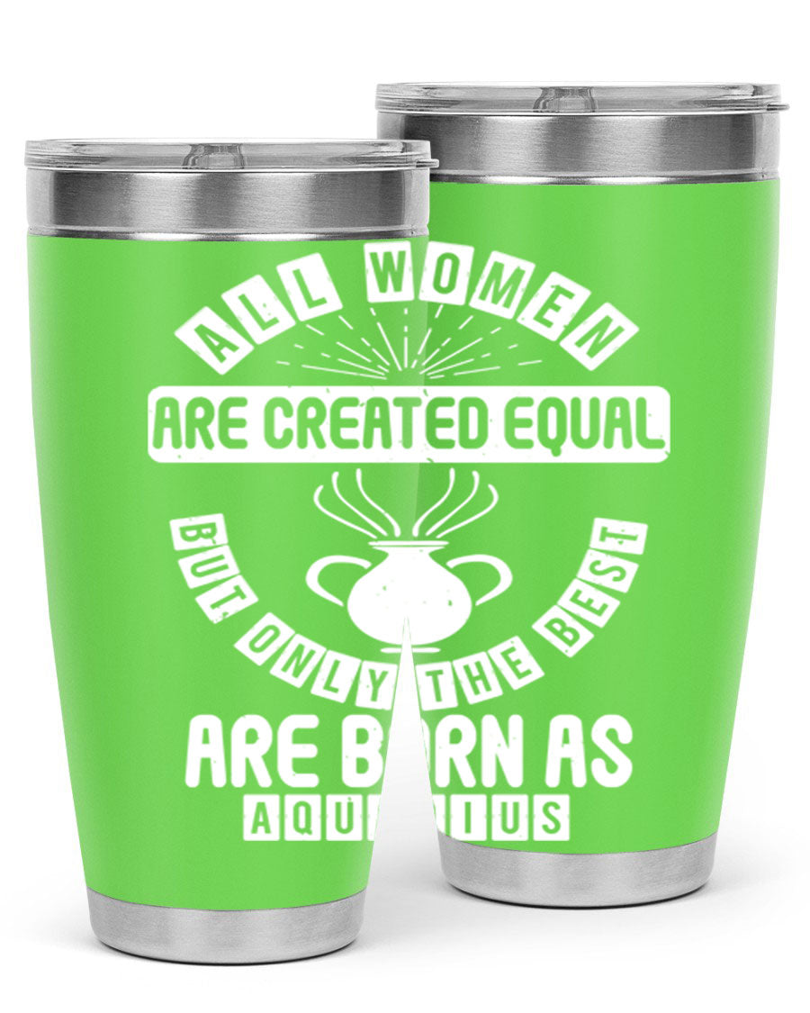 Aquarius 65# Zodiac Tumbler in stainless steel with a sleek design, perfect for hot and cold beverages.